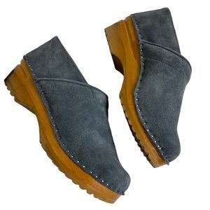 Troentorp Women's Van Gogh Blue Grey Suede Swedish Clogs